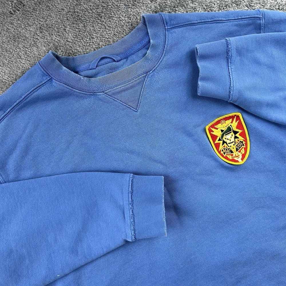 Vietnam War US ARMY MAC V SOG SPECIAL FORCES Patch LL Bean Sweatshirt Blue VTG